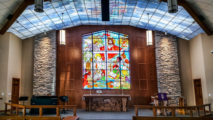 Back-lit Sky used as a Church Ceiling Tile